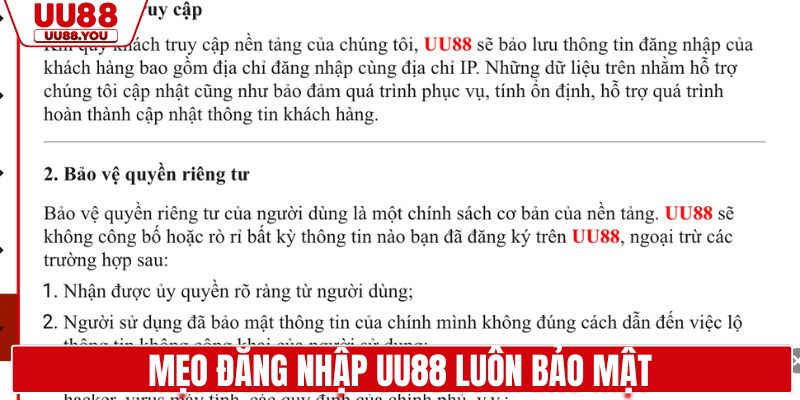 Mẹo đăng nhập UU88 bảo mật