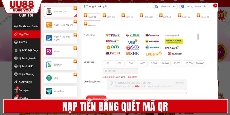 Nạp tiền bằng quét mã QR