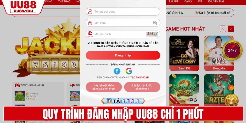 Quy trình đăng nhập UU88 chỉ 1 phút