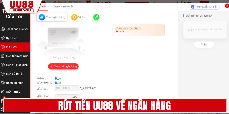 Rút tiền UU88 về ngân hàng