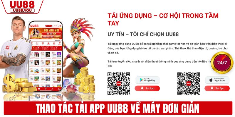 Thao tác tải app UU88 về máy đơn giản